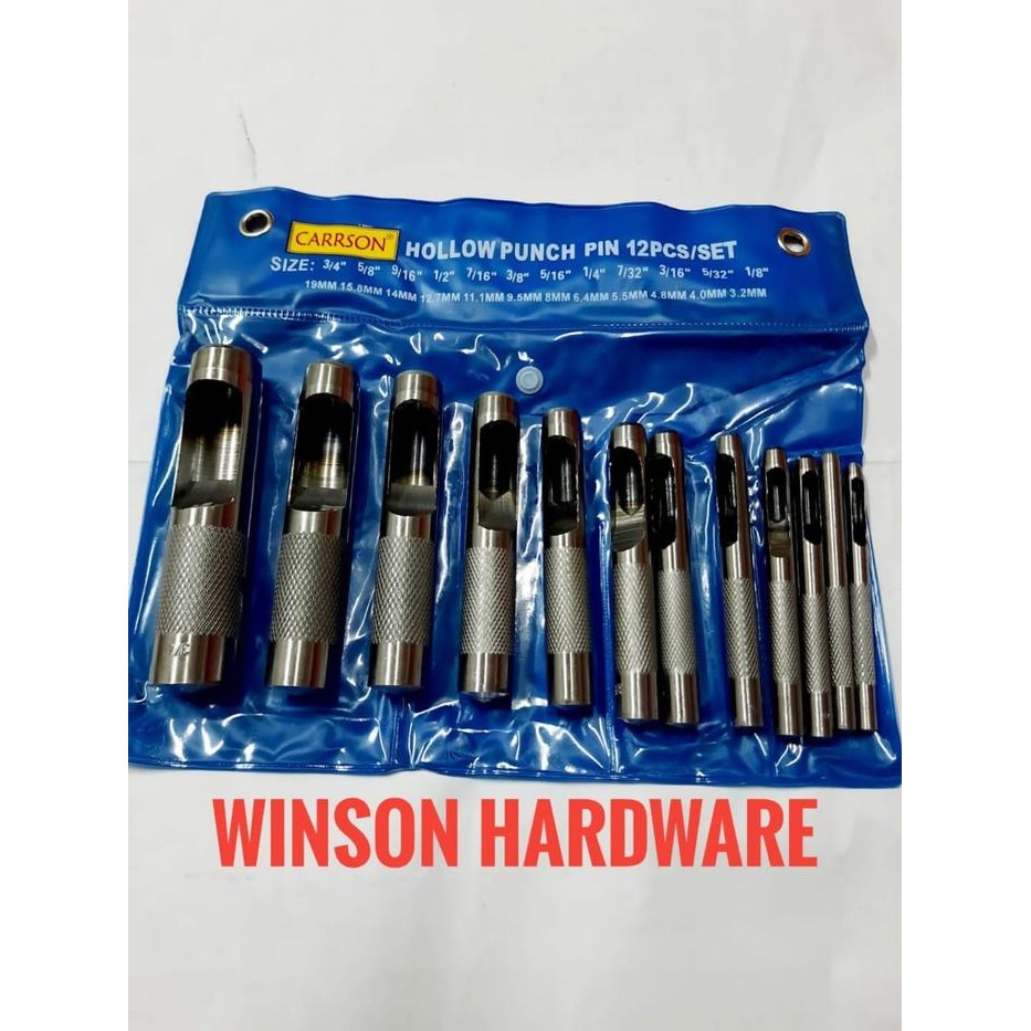 

Carrson Hollow Punch Set 12 pc / Mata Plong Kulit Set 1/8" - 3/4