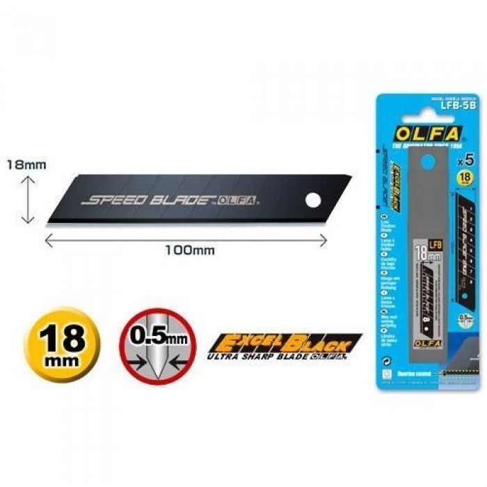 

Refill Cutter 18 mm L-5 (5pcs/pack) Olfa Spare Blade Excel Black