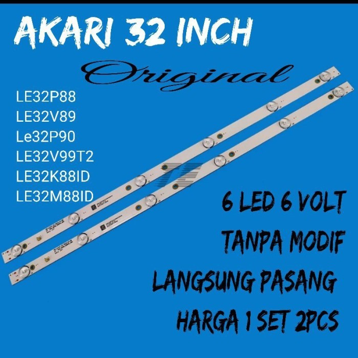 (Expert) Baru 2 PCS Lampu Backlight Tv Akari 32Inch 6 Volt 6 Led