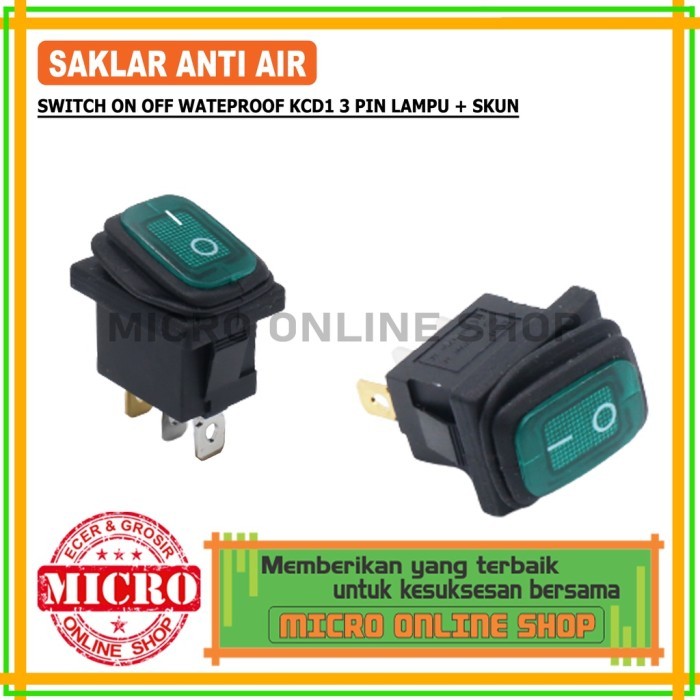 (Expert) Saklar On-Off 3 Kaki Anti Air Hijau + Skun Switch On-Off