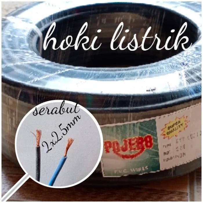 Kabel Listrik Serabut 2X2.5 Pajero (50M) Hitam / Kabel Serabut Isi 2