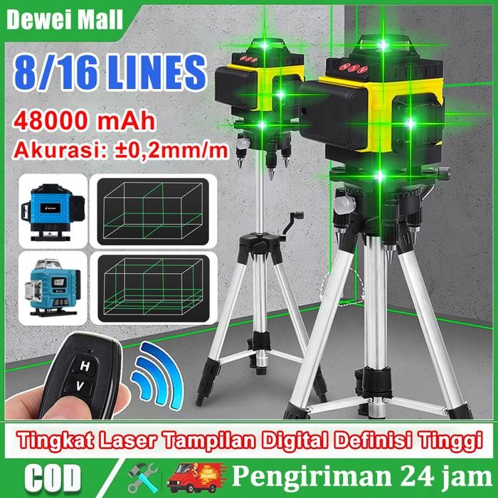 

Best Seller Dewei Waterpass Laser 4D Laser Level 8/12/16 Line Laser Tukang Bangunan Tingkat Semangat