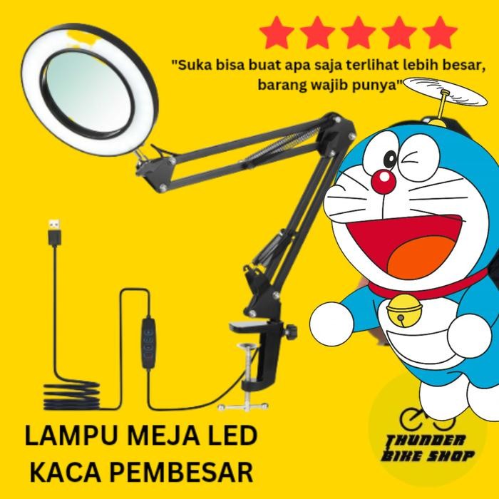 

Terbaru Lampu Meja Kaca Pembesar Led Magnifier Lamp Desk Alumunium 360 Derajat