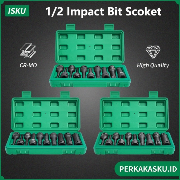 ISKU Mata Shock 10 Pcs Impact Kunci Sok Hex Star Spline Torx Bintang