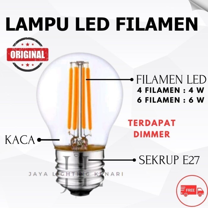 LAMPU FILAMEN LED DIMMER 4W 6W WATT BOHLAM HIAS LAMPU LED DIMMER