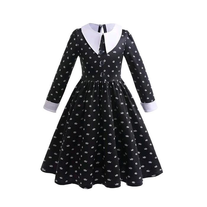 PREMIUM WEDNESDAY ADDAMS KOSTUM DRESS ANAK PEREMPUAN 100-160