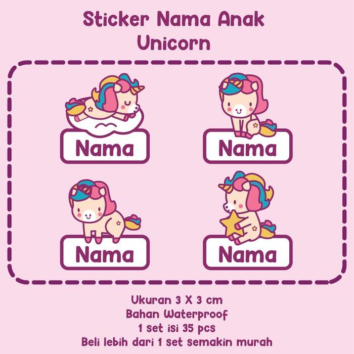

icker Label Nama Cuom Unicorn