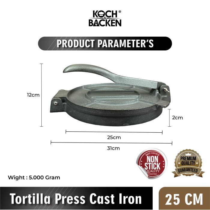 

Koch&Backen Cast Iron Tortilla Press - Cetakan Semprong Anti Lengket Gratis Ongkir