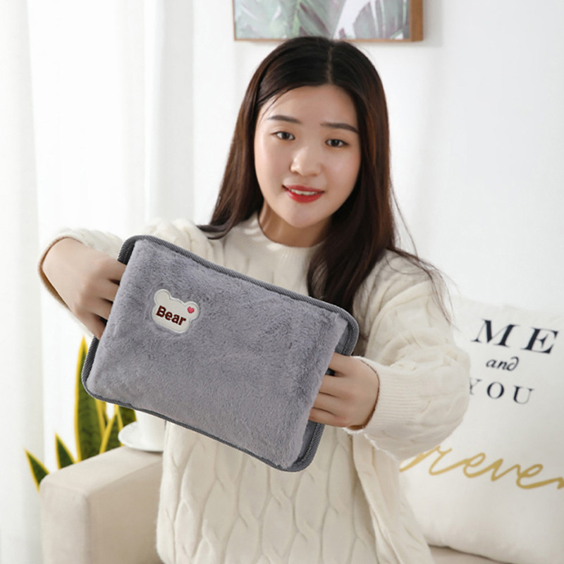 Hand Warmer Heat Pack Cute Rechargeable Electric Hot Water Bag Safety Rabbit Fur Reusable Hot Water