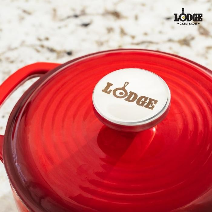 LODGE 1.5 QUART RED ENAMELED CAST IRON DUTCH OVEN - EC1D43