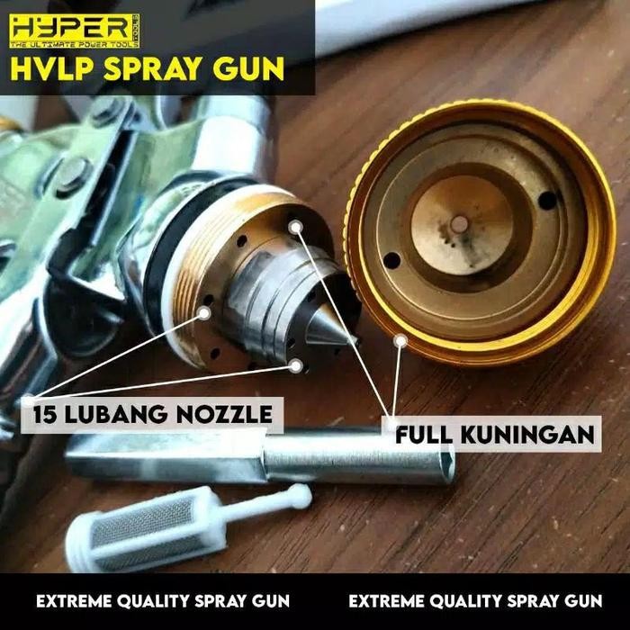 HYPER SPRAY GUN HVLP SEMPROTAN ANGIN CAT BONUS TABUNG ATAS 600CC HVLP