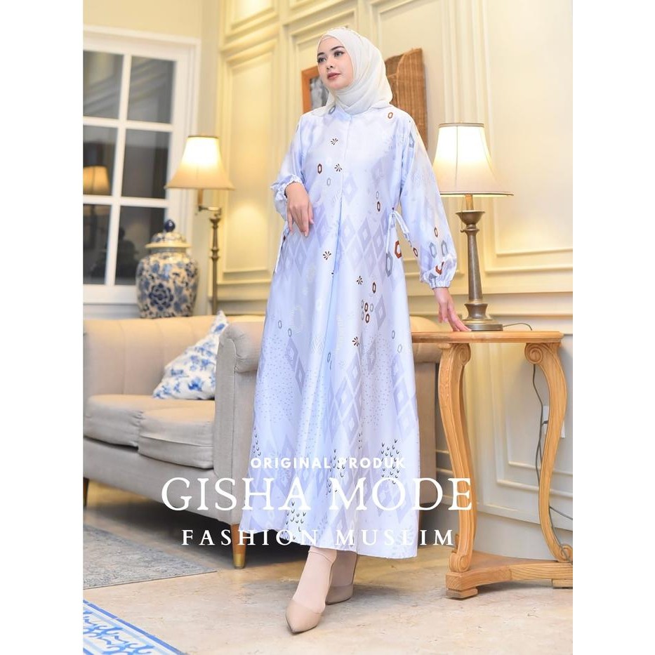 Gamis Bresya Silk Premium Gamis Motif Bunga Busui Lengan Balon Dress Kondangan Gamis Jumbo Ld 120