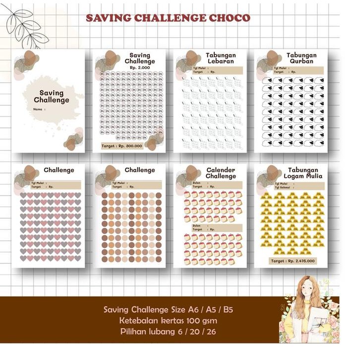 

SAVING CHALLENGE CHOCO TANTANGAN MENABUNG ISI KERTAS BINDER A6/A5/B5