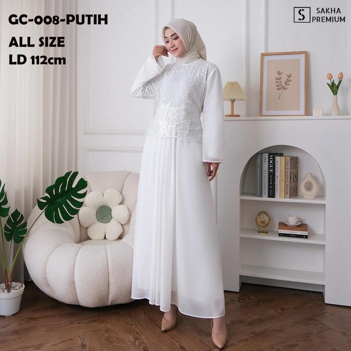 Sakhapremium.Id - Gc 0 Baju Gamis Putih Wanita Brukat Gamis Hitam Ceruty Jumbo Baju Lebaran Umroh