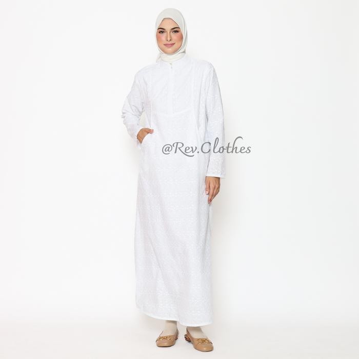 Gamis Putih Umroh Wanita Baju Haji Dan Umroh Wanita Dewasa Muslim Katun Paris Premium