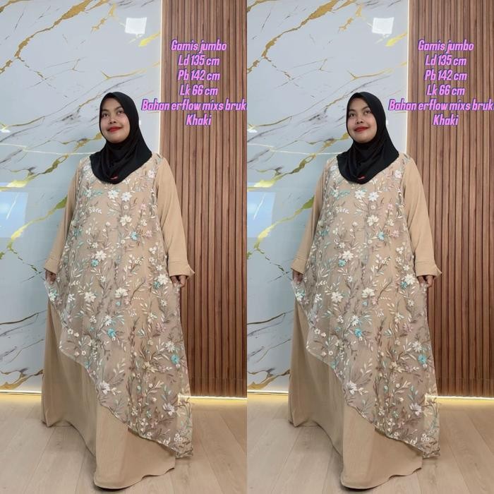 Gamis Brukat Super Jumbo Ld 135 Cm Model Kekinian - Nadira Dress