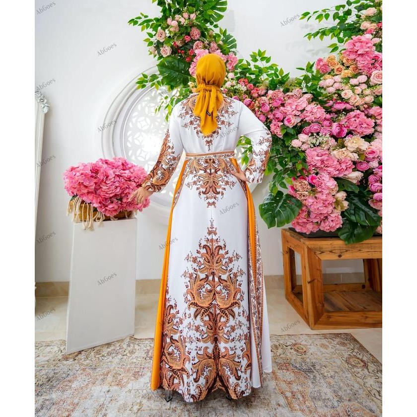 Gamis Satin Silk Halus Yumna Maxy Fashion Bkk Import Motif Dress Panjang Muslim Wanita