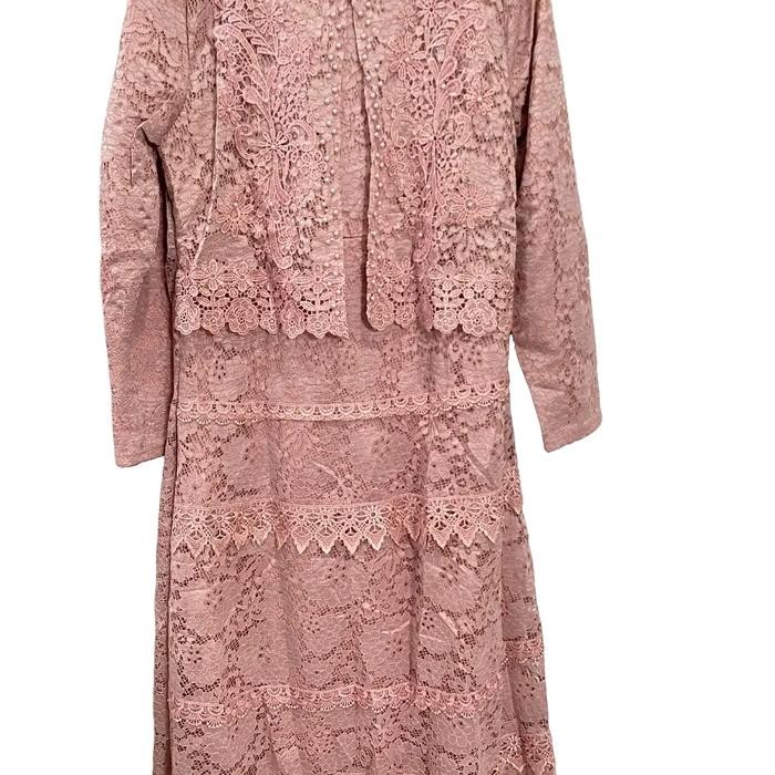 E.F -Gamis Kerancang Brokat Premium - Dress Pesta Mewah - Gamis Rompi Wanita Modern - Baju Gamis