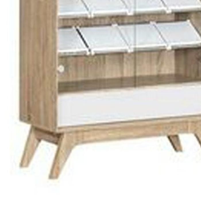 Lemari Sepatu Scandinavian Rak Pintu Kaca Laci Murah Minimalis Modern