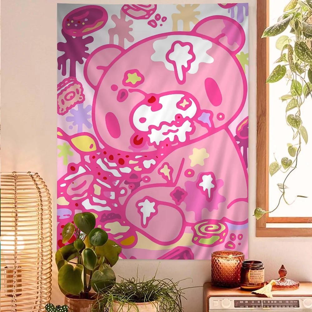 Cartoon G-Gloomy B-Bear Anime Tapestry Hippie Flower Wall Carpets Dorm Decor Cheap Hippie Wall