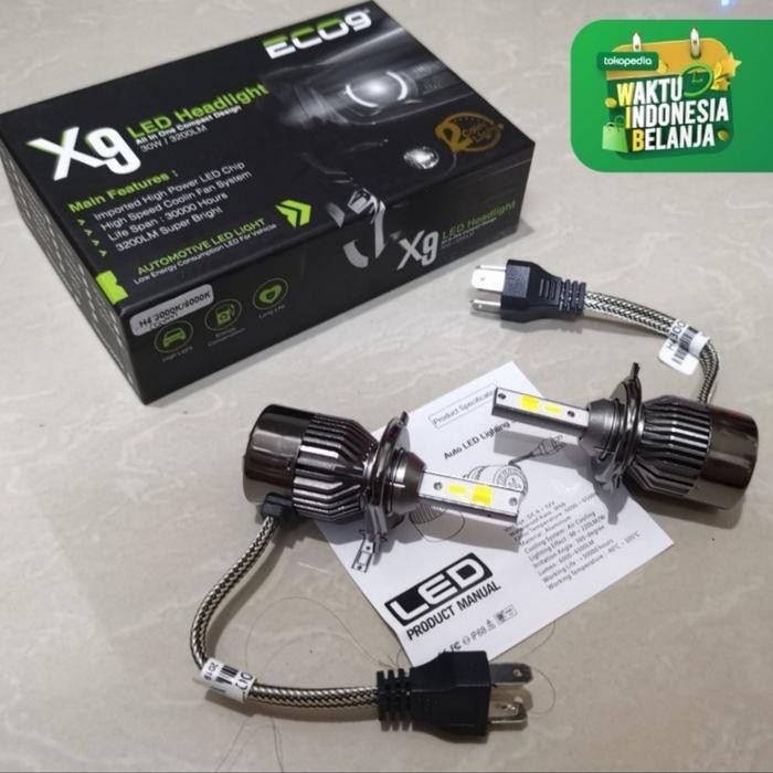 luminos eco9 x9 h4 led 3 warna harga isi 2 lampu