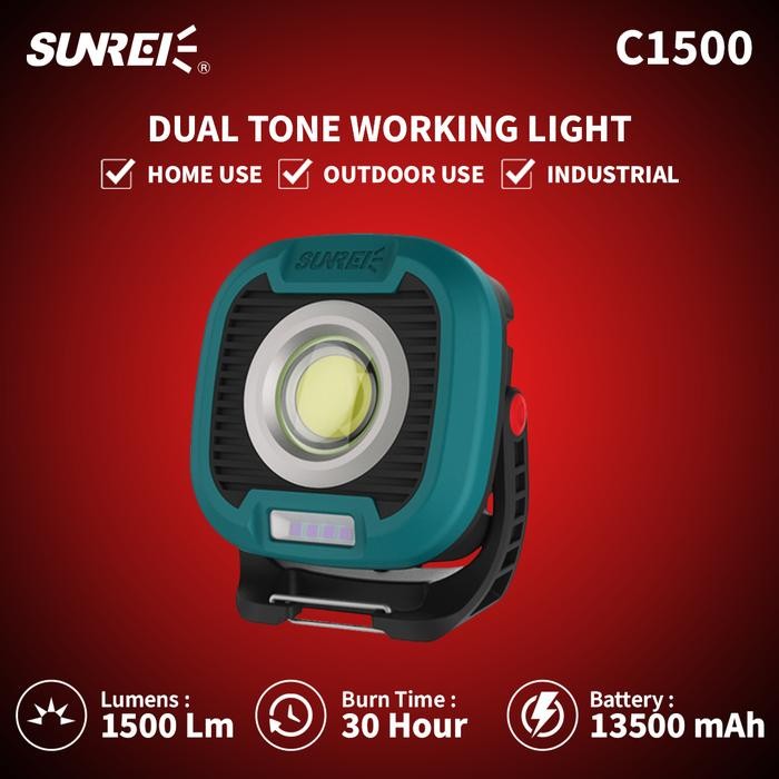 Lampu Kerja Proyek Emergency Sunrei C1500 1500 Lumens Dual Tone Light