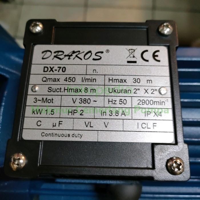 POMPA Air Centrifugal 2'' 2Hp 3phase Drakos DX 70 3phase irigasi Pump