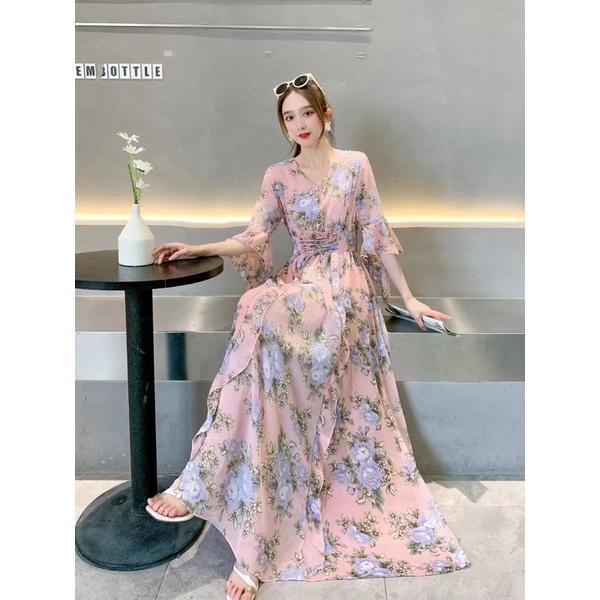 [Venny]Maxi Dress Motif Bunga Gamis Muslim Wanita Maxi