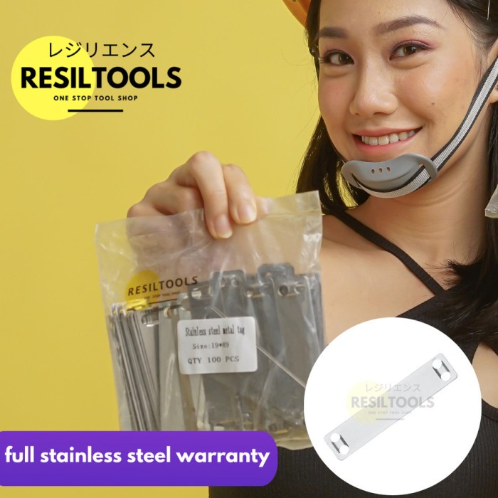 

100 pcs Plat Penanda Kabel Tis stainless steel 1.9 cm x 8.9 cm Marker