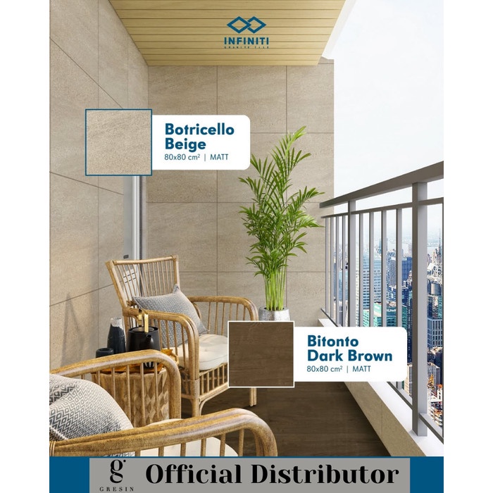 Bitonto Dark Brown Infiniti 80x80 Matt Infiniti Granite Tile