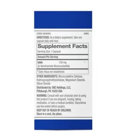 GNC NMN -Nicotinamide Mononucleotide - 60 Capsules (60 Servings)