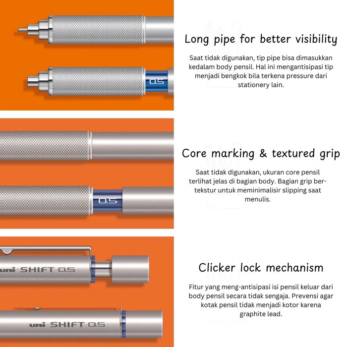 

DISKON SUPER UNI SHIFT PIPE LOCK DRAFTING PENCIL MECHANICAL PENCIL 0.3 0.4 0.5 0.7 0.9 MM PENSIL