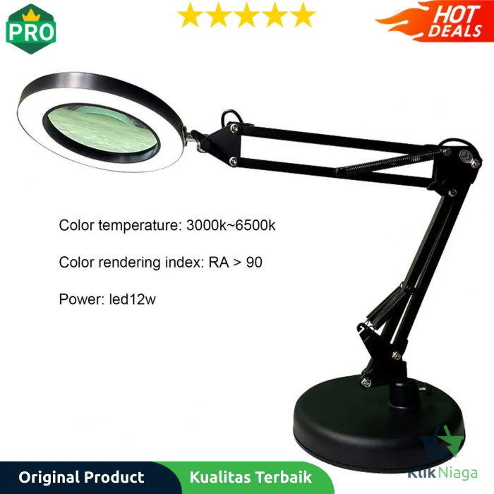 

KUYY SRATE KACA PEMBESAR MULTIFUNGSI MAGNIFYING GLASS 10X LED TABLE LAMP - PACKING AMAN