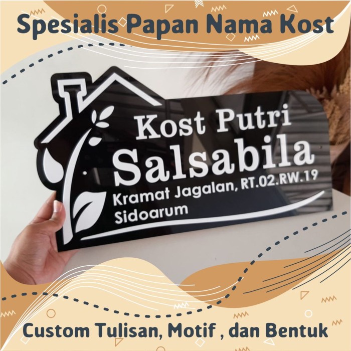 

KUYY PAPAN NAMA KOST TULISAN AKRILIK TIMBUL GLOSSY UKURAN 100X56CM COD