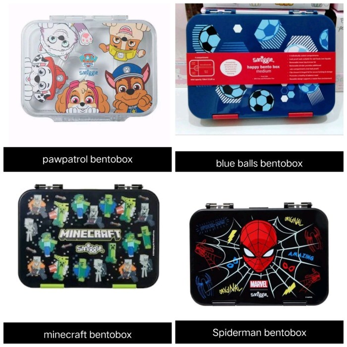 

READY SMIGGLE BENTO BOX ARIEL, MINECRAFT, SPIDERMAN, FLUTTER/KOTAK MAKAN PACKING AMAN