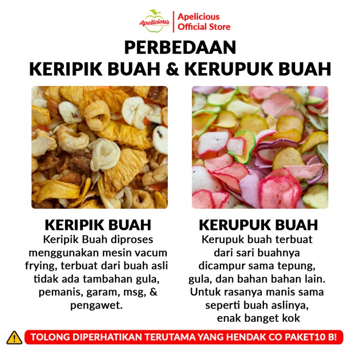 

BARANG TERLARIS Paket HEMAT 10pcs KERIPIK (Buah, Sayur, KRUPUK Buah)