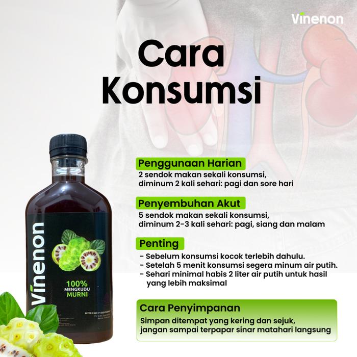 

terbaru !!! vinenon - cuka mengkudu asli - paket 1 botol - halal - bpom - bahan mengkudu - 300 ml