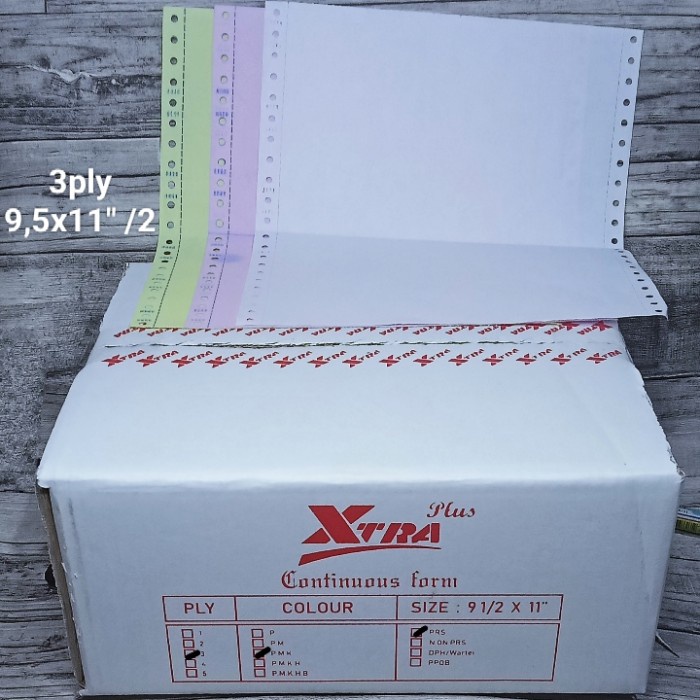 

kertas continous 3ply 9.5x11inc bagi 2 NCR berkualitas