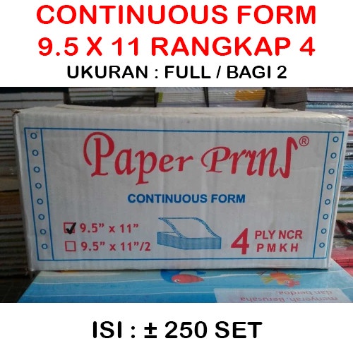 

Continuous Form Merk Paper Print 9.5 x 11/2 Rangkap 4