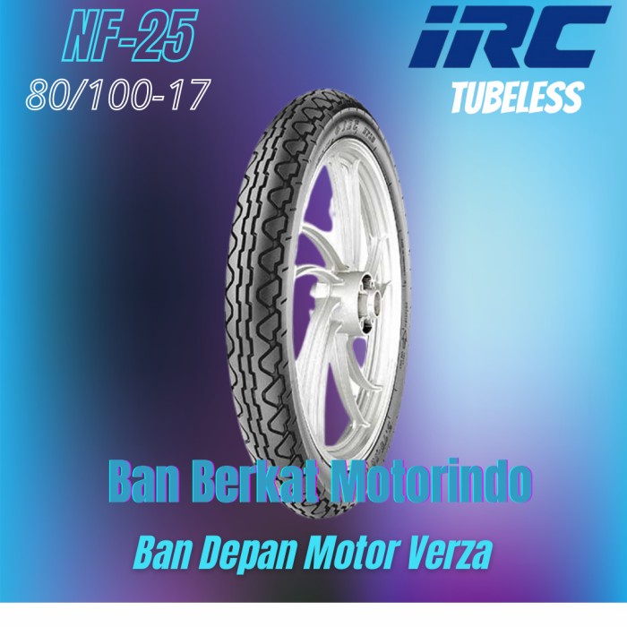 Ban Depan Motor Honda Verza / Irc Nf25 80/100 Ring17 Tubeless