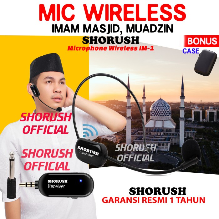 Shorush Im 1 Mikrofon Mic Clip On Wireless Presentasi Tur Imam Masjid