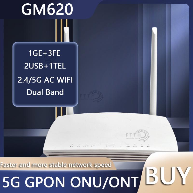 HAL GM620 GPON ONT ONU  FTTH Dual Band 1GE+3FE+1POT+2USB 2.4G/5G AC WIFI  Modem Network Terminal Sec