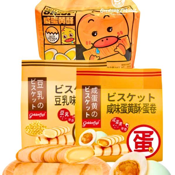 

GOLDEN FUJI EGG ROLL MEILUNDO SANDWICH CRISPY SALTY EGG YOLK COOKIES KUKIS RASA TELUR ASIN 228G /