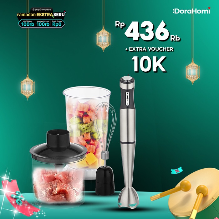 Lintang Elektrik - Hand Blender Mixer Set Elektrik Stainless Steel Motor Kuat Low Watt