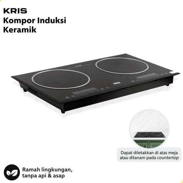 Kompor Induksi Kompor Listrik Keramik Portable 2 Tungku Kris