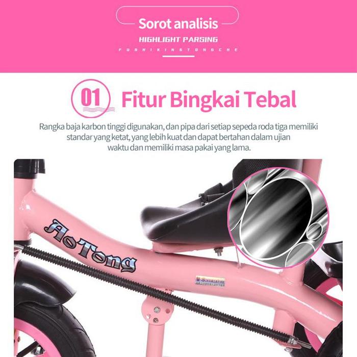 SEPEDA RODA TIGA ANAK 1 TAHUN SEPEDA RODA 3 BAYI TRICYCLE ANAK KURSI STROLLER TRIKE ANAK-ANAK DORONG