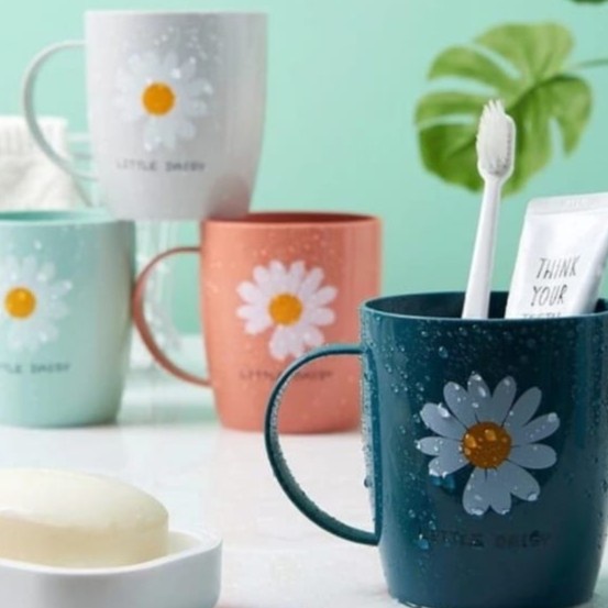 ~@~@~@~@] GELAS MUG KACA / GELAS KACA LITTLE DAISY / CANGKIR GELAS MOTIF BUNGA / GELAS IMP JKC-5677