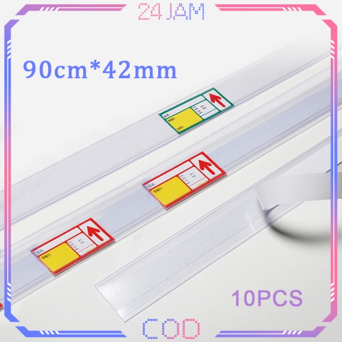 

10pcs 90cm Label Rak Klip Tag Pemegang Label Supermarket Price Rail Lis Harga Minimarket Kode 1188