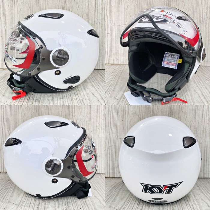 Helm Kyt Elsico Retro Solid White / Helm Half Face Elsico Solid Putih