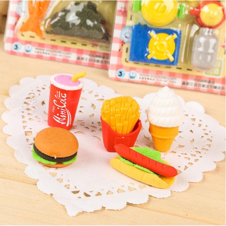 

Penghapus Pensil Korea Set 3D Puzzle Food Burger Sushi Pizza Cake